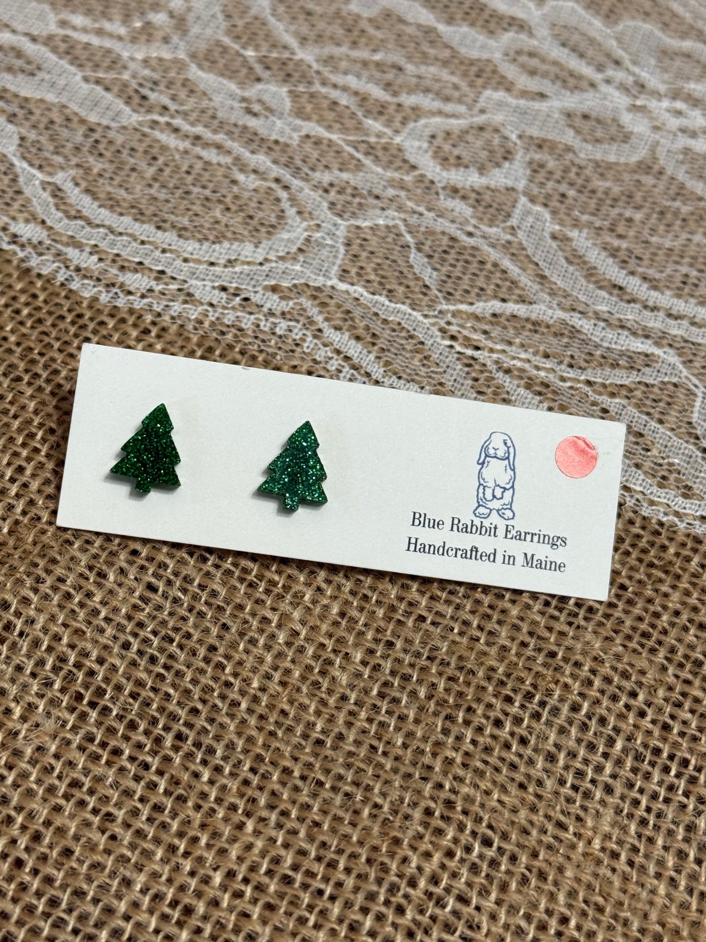 Acrylic Green Tree Studs