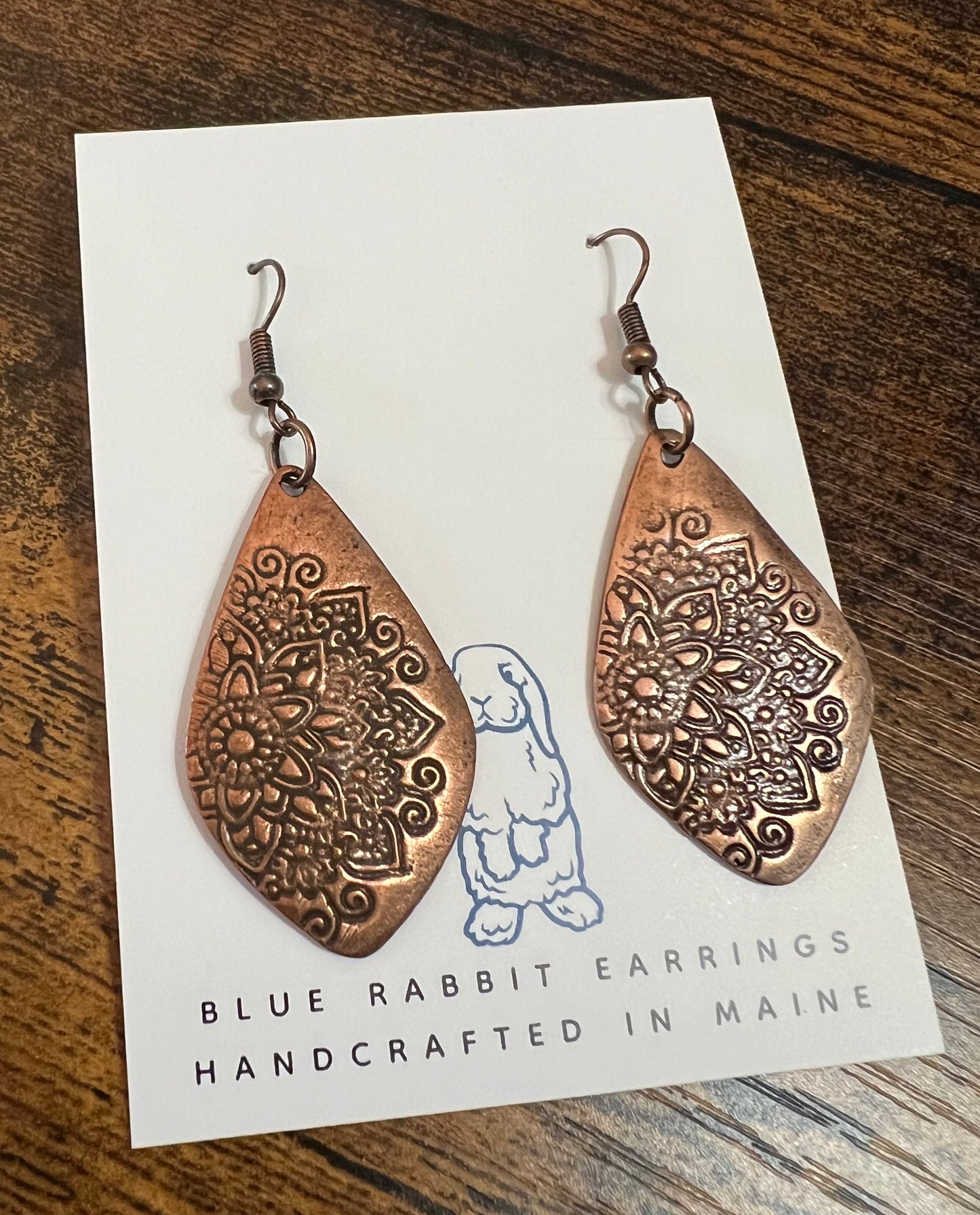 Antique Copper Floral Design Earrings