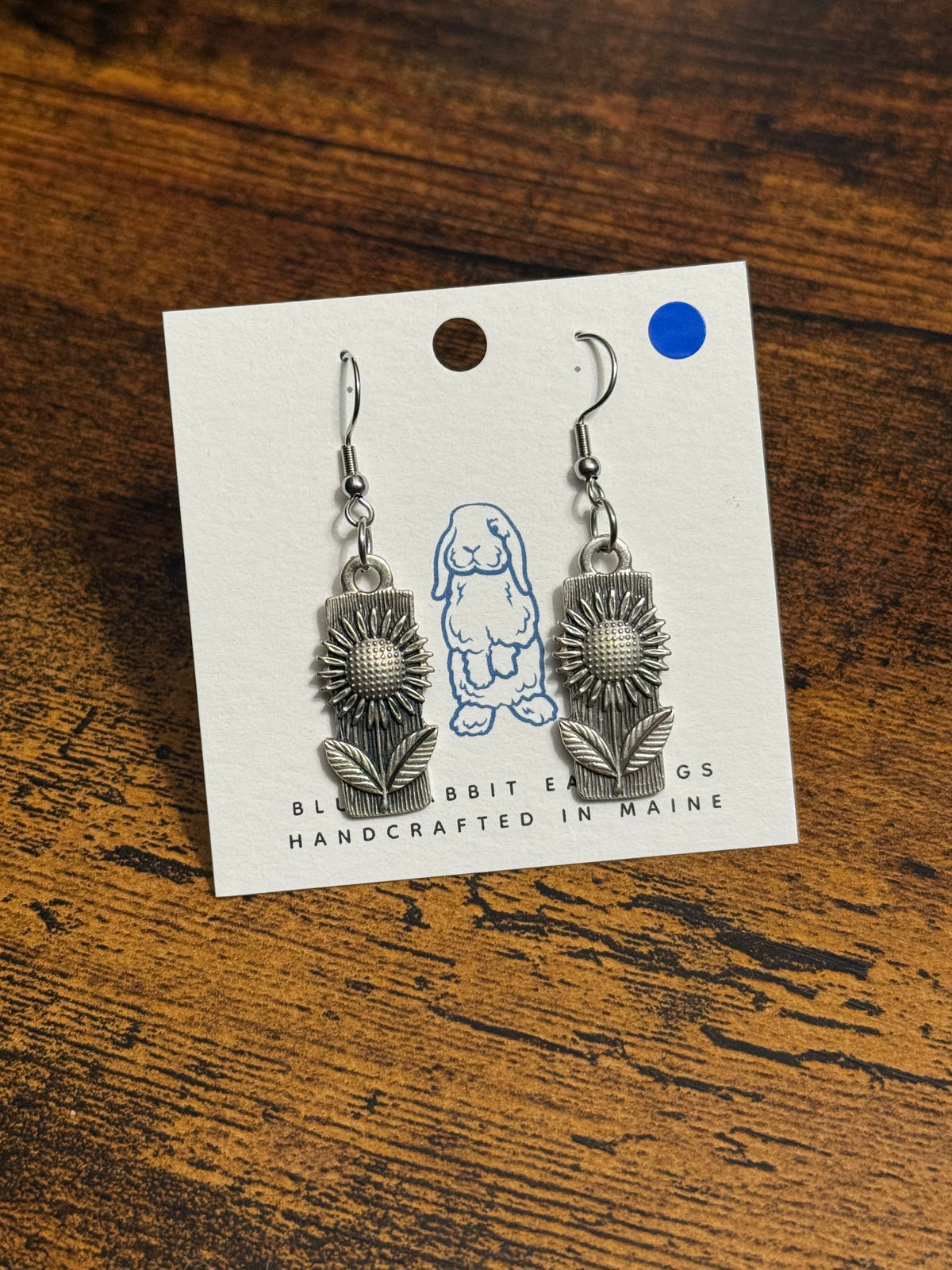 Antique Silver Sunflower Earrings