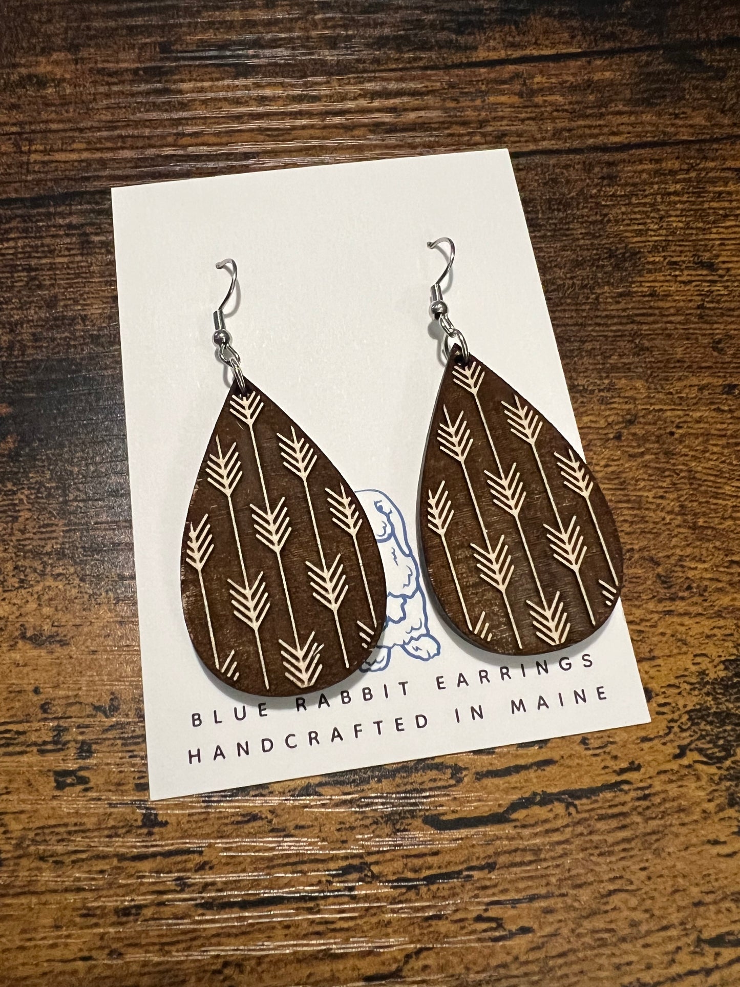 Birch Arrow Engraved Earrings