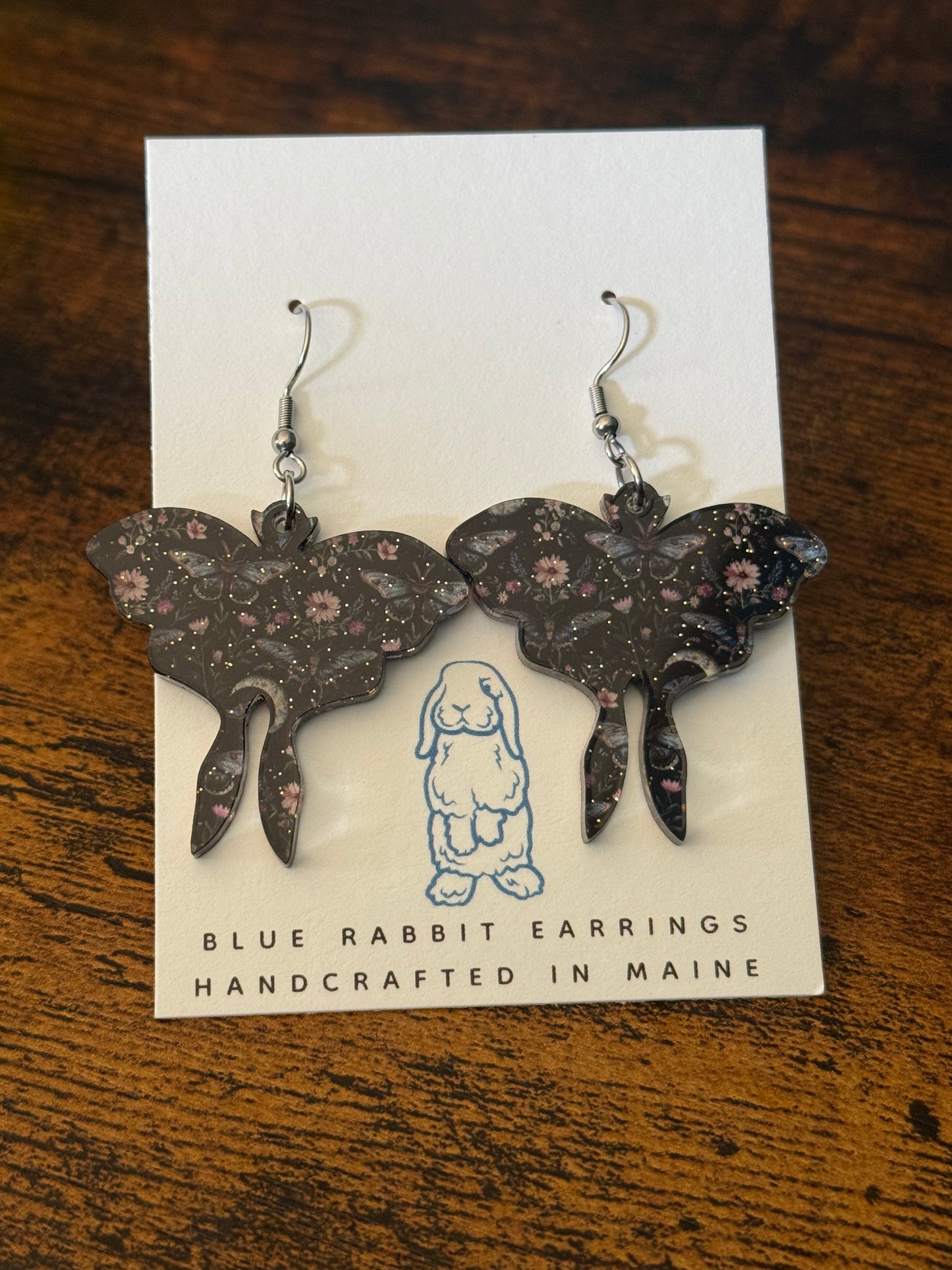 Acrylic Luna Moth Earrings