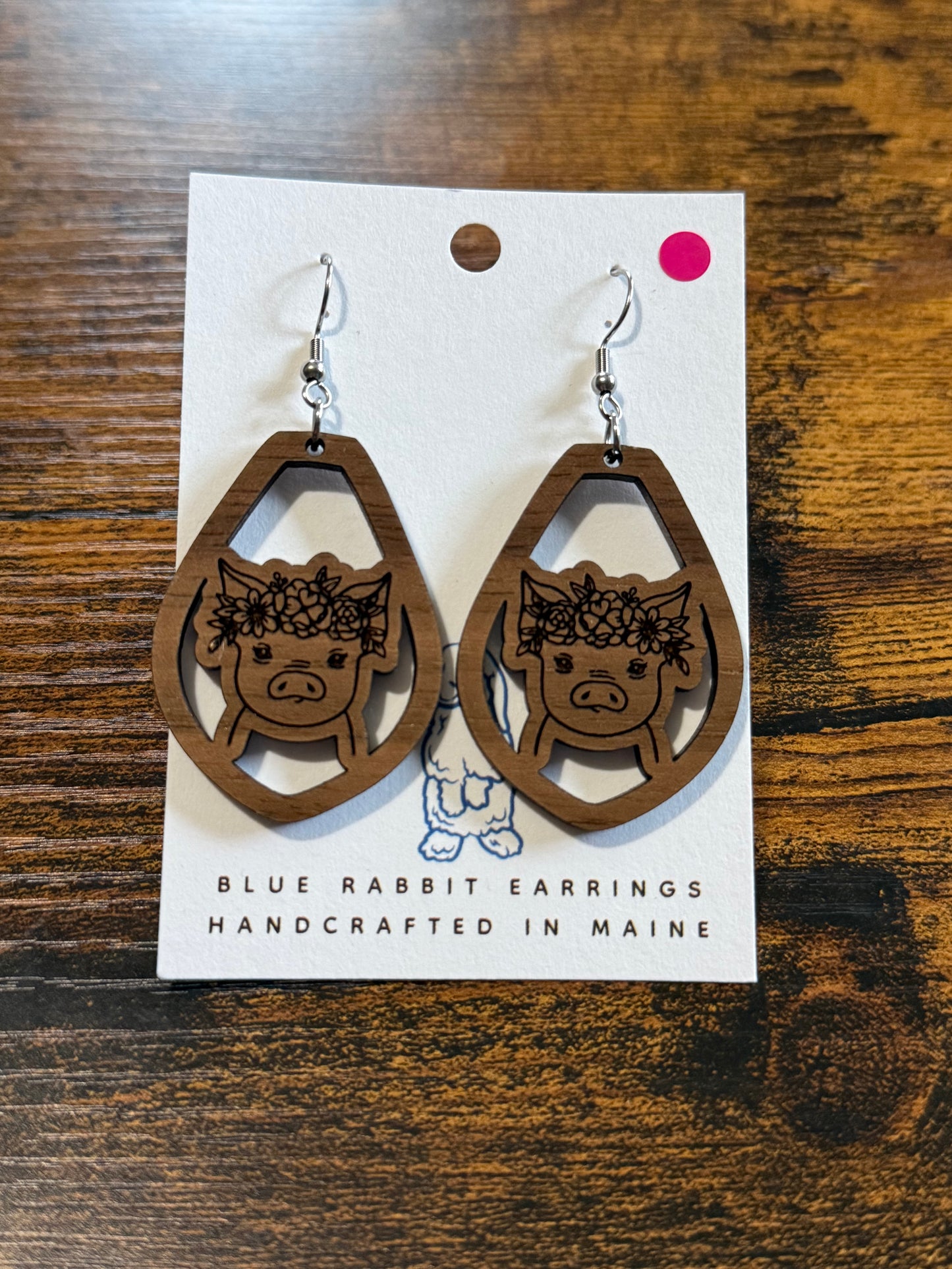 Walnut Pig Earrings
