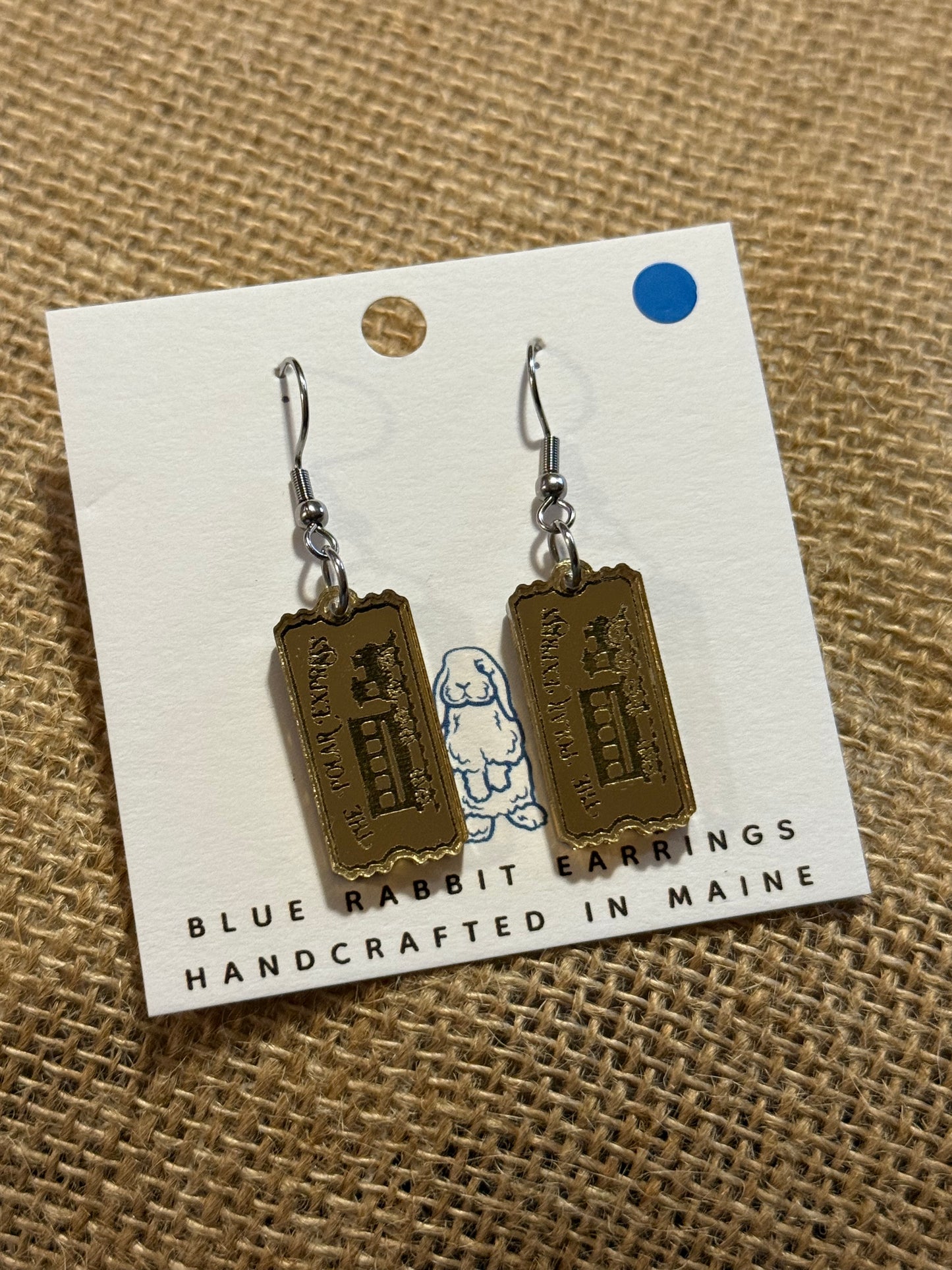 Acrylic Polar Express Ticket Earrings