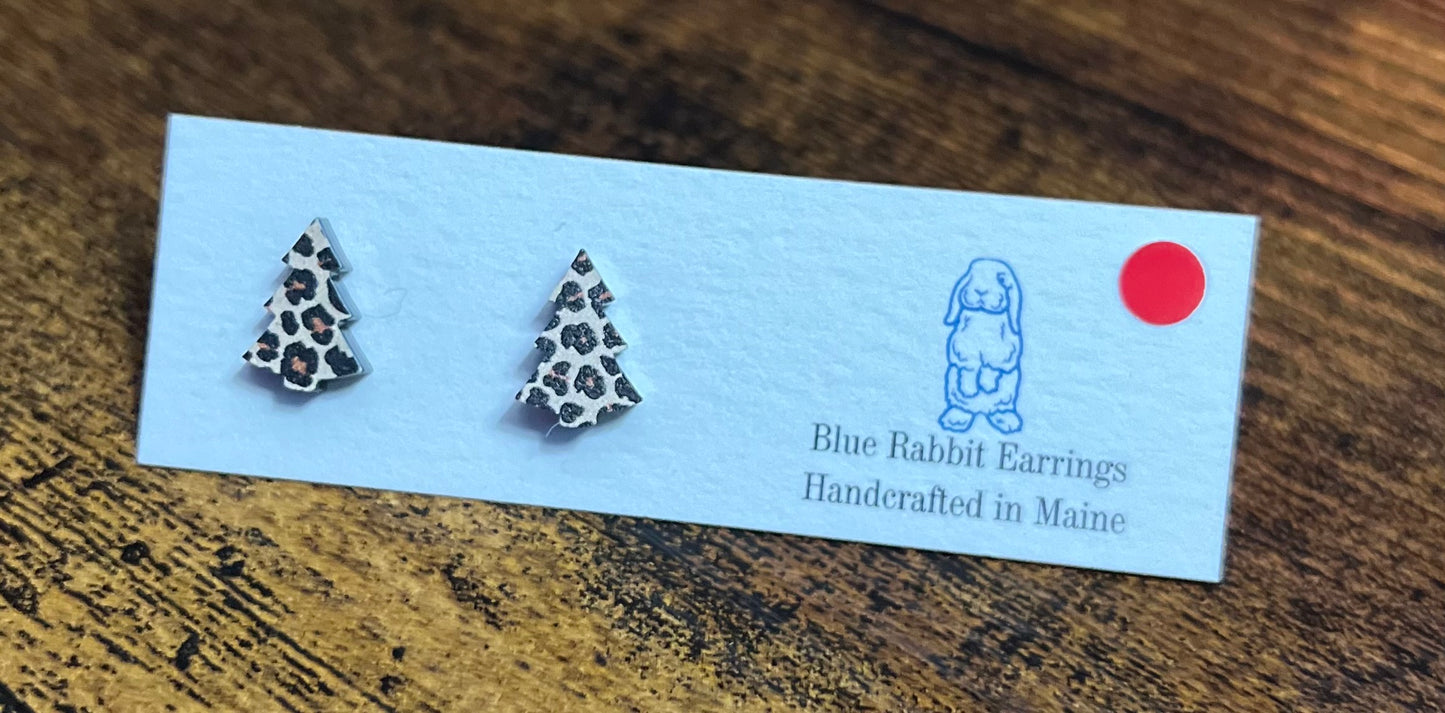 Acrylic Leopard Print Tree Studs