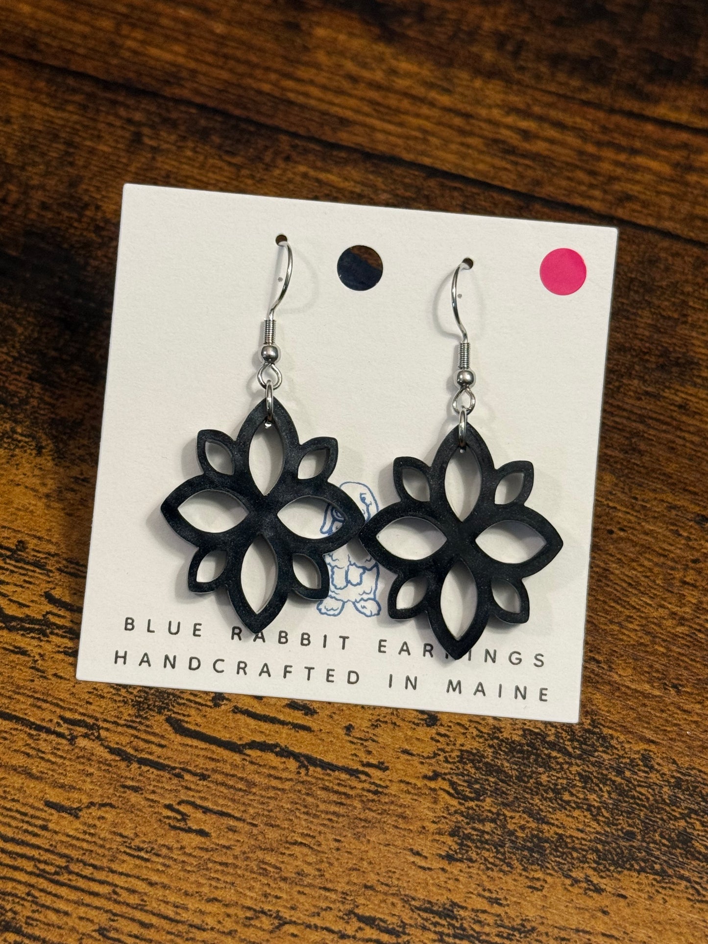 Acrylic Black Arabesque Tile Earrings