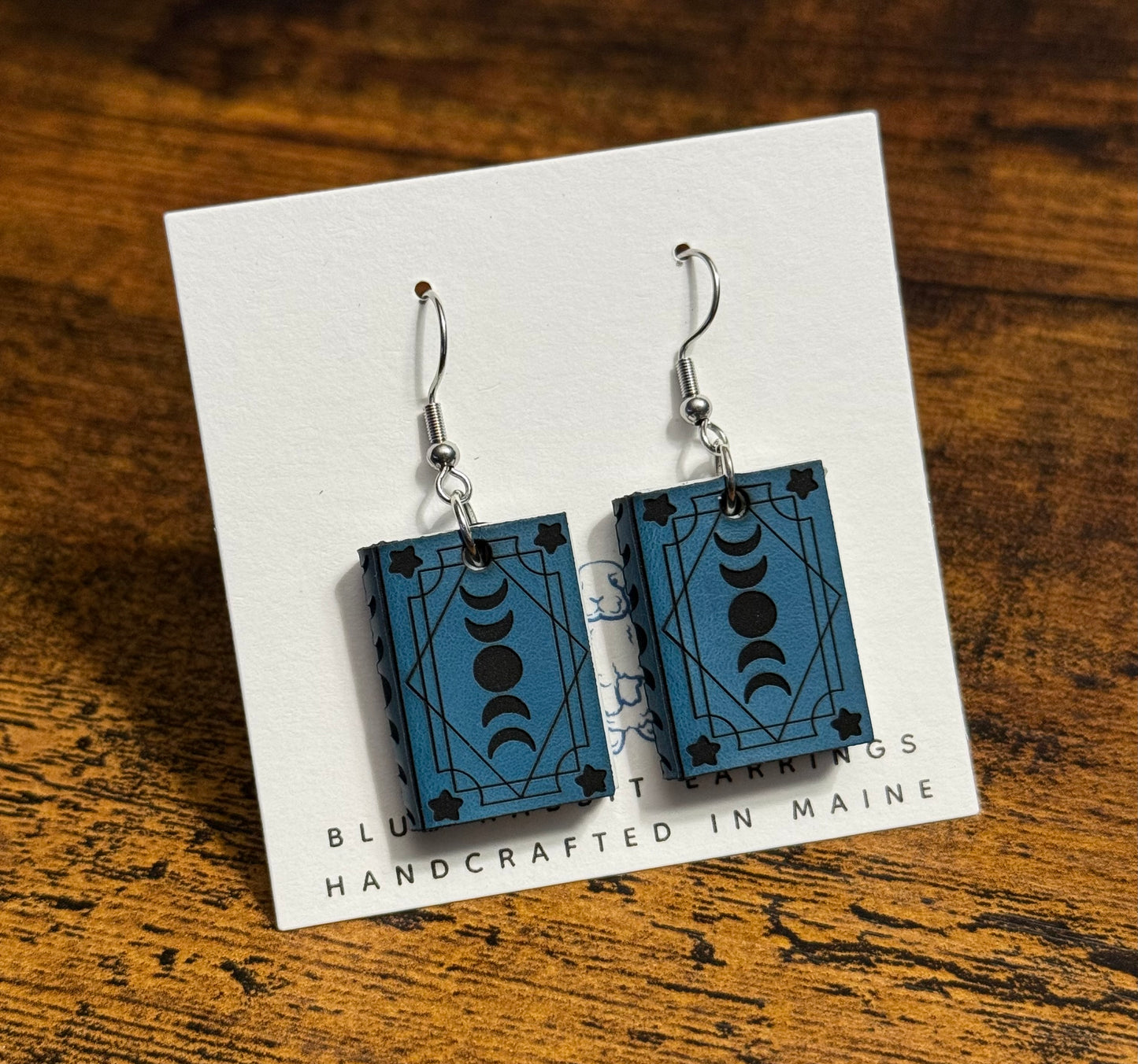 Blue Celestial Book Earrings