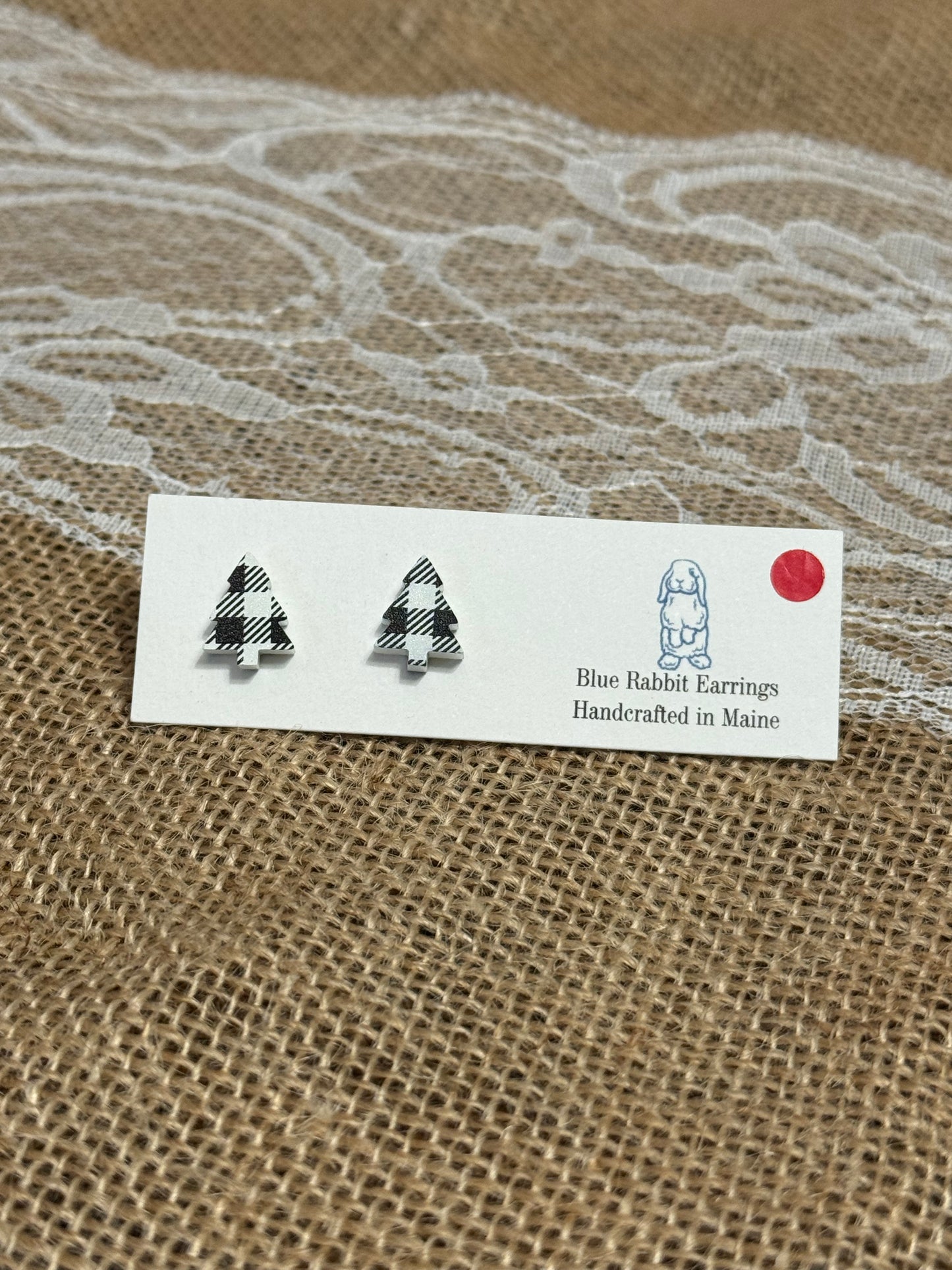White Plaid Tree Studs