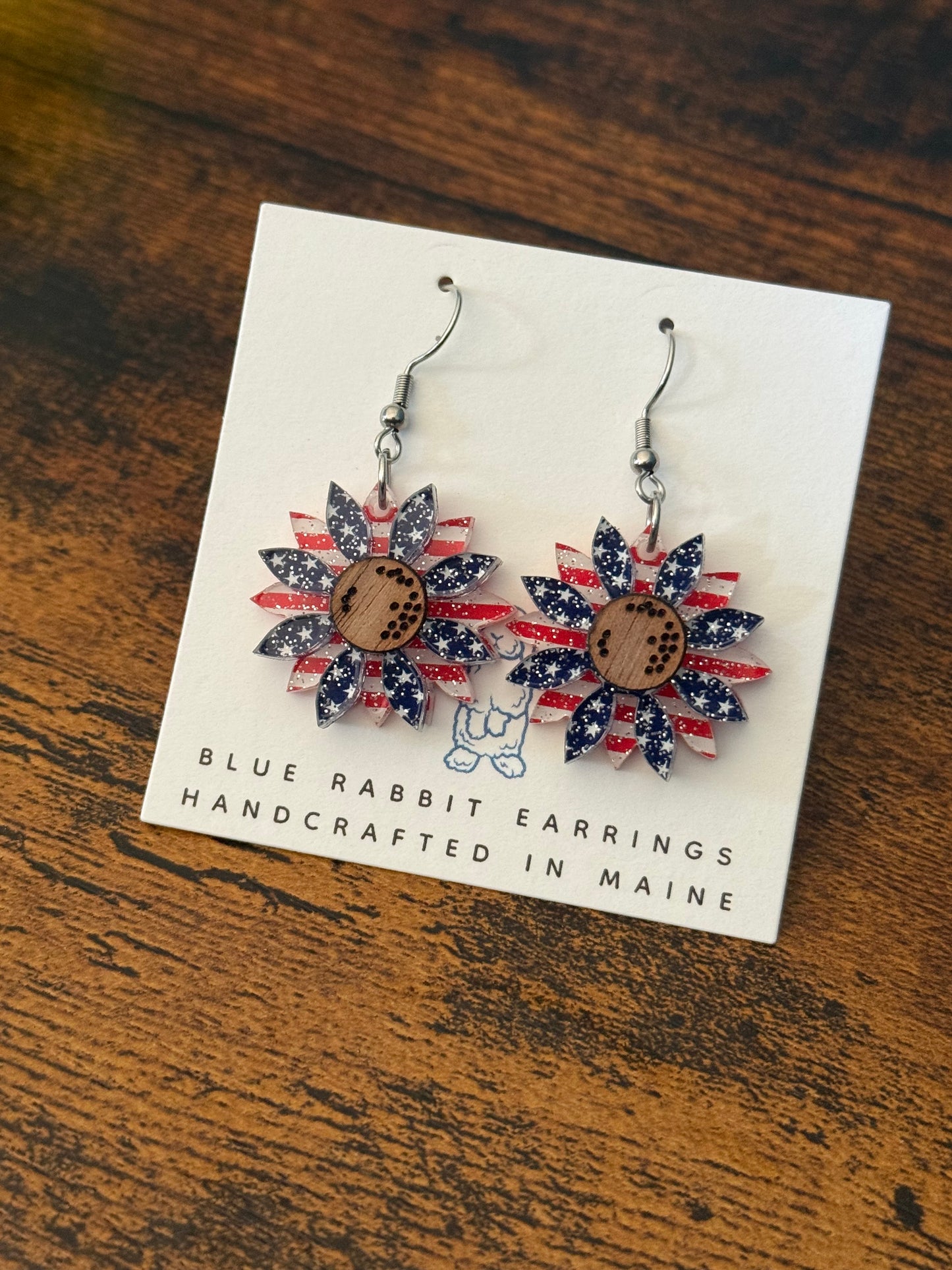 Acrylic Stars & Strips Sunflower Earrings