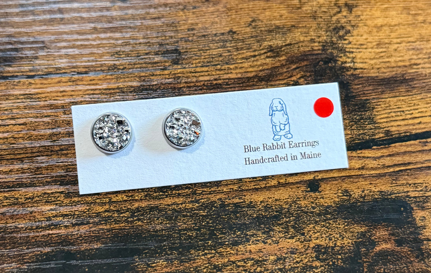 Metallic Silver Druzy Studs 10mm