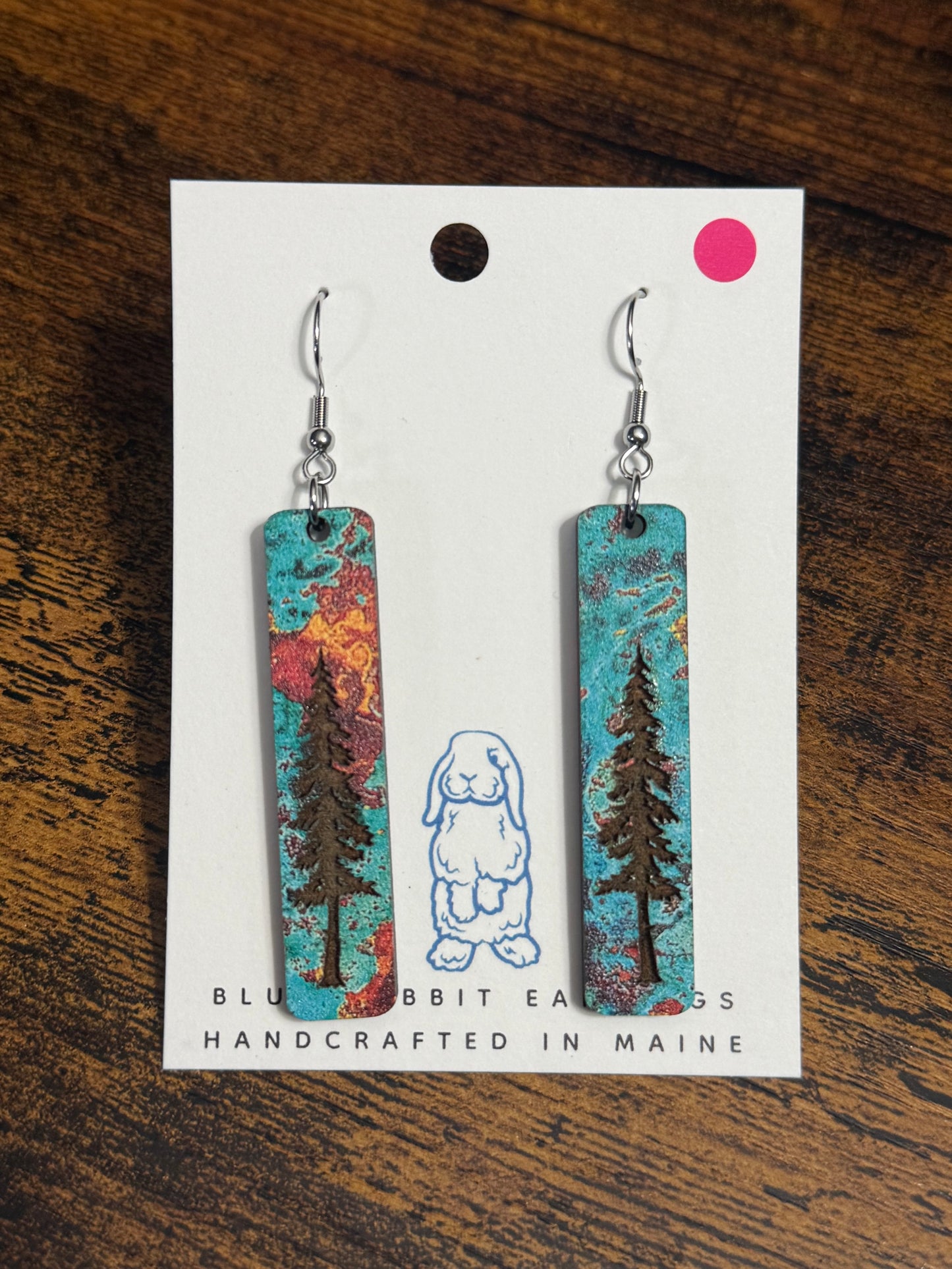 Wood Tree Bar Earrings