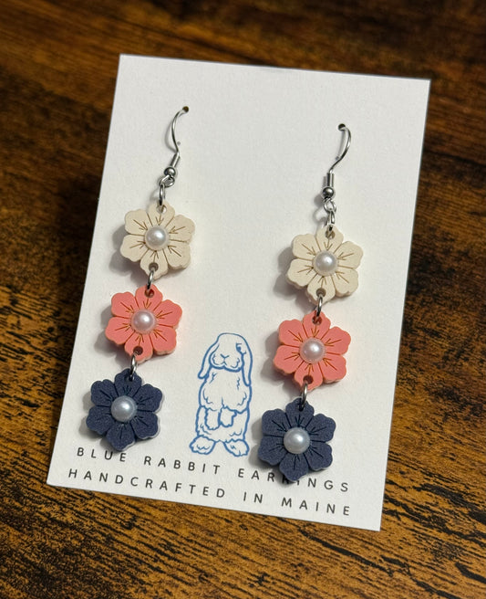 Acrylic Nautical Tide Floral Earrings