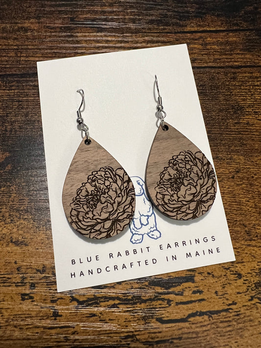 Walnut Peony Earrings