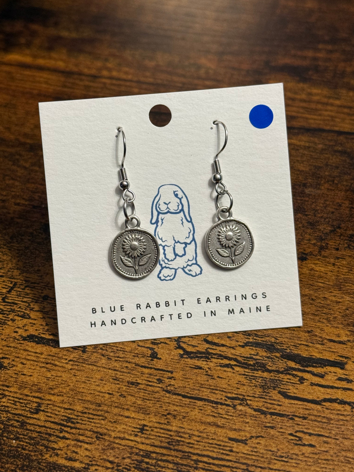 Antique Silver Sunflower Earrings