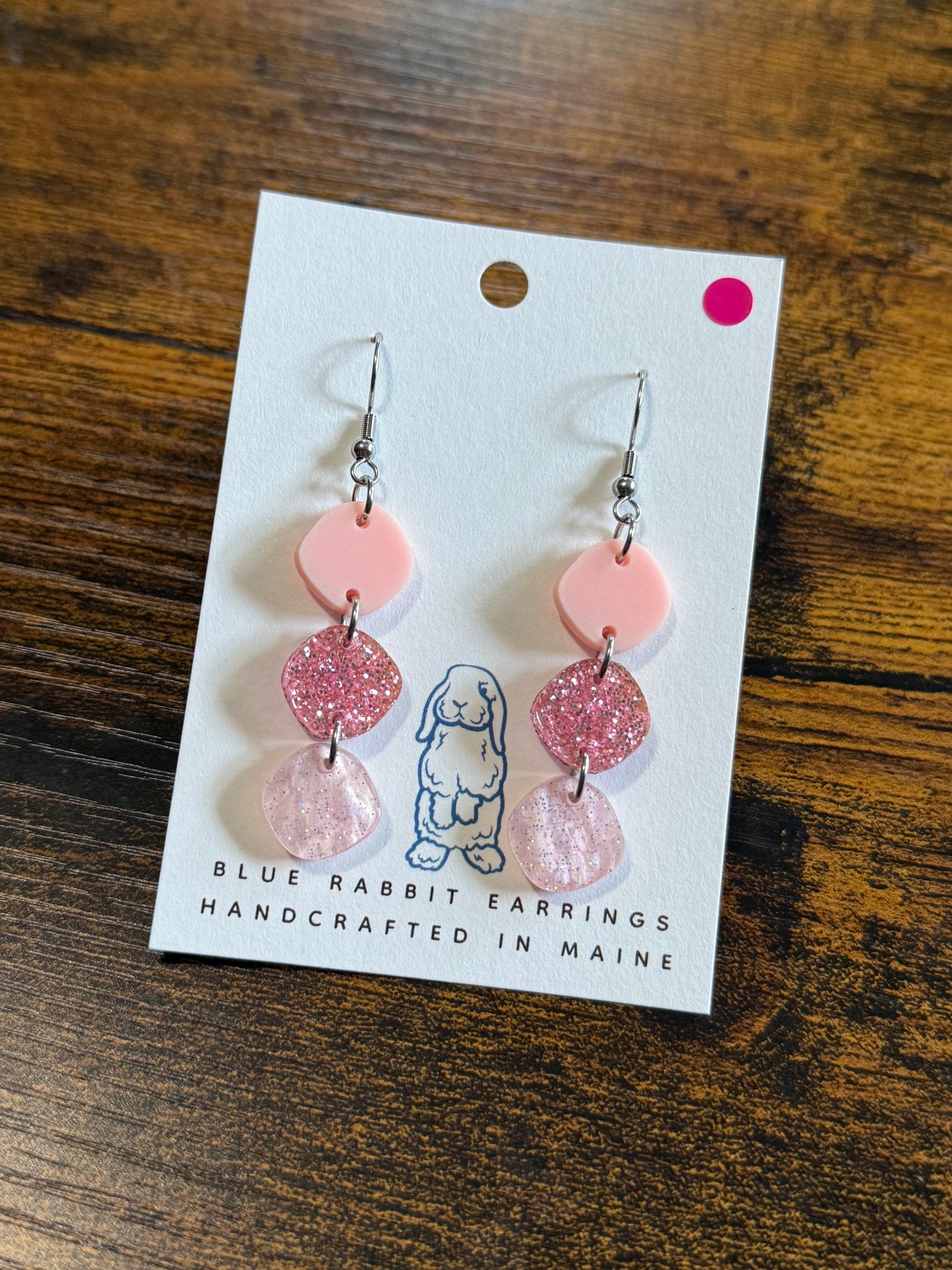Acrylic Pink Pebble Earrings
