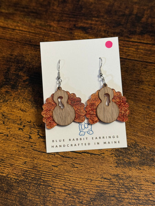 Acrylic Orange Turkey Earrings