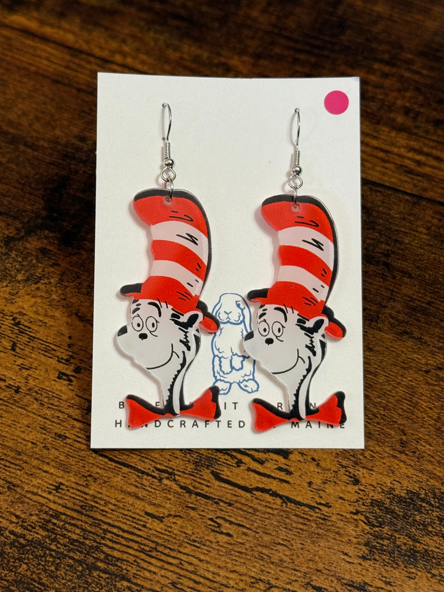Acrylic Cat in the Hat Earrings