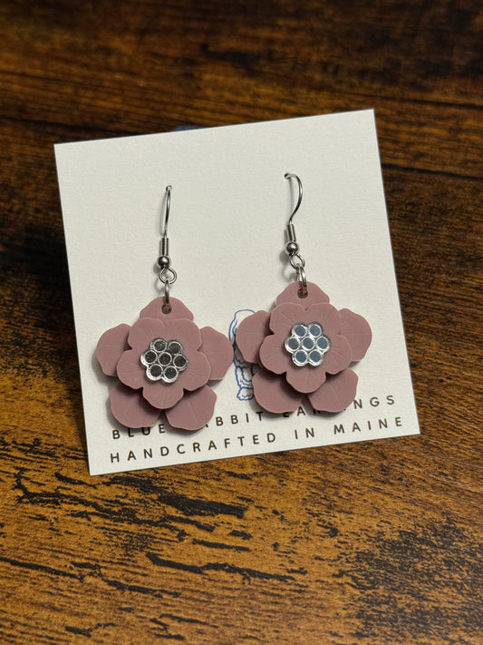 Acrylic Mauve Flower Earrings