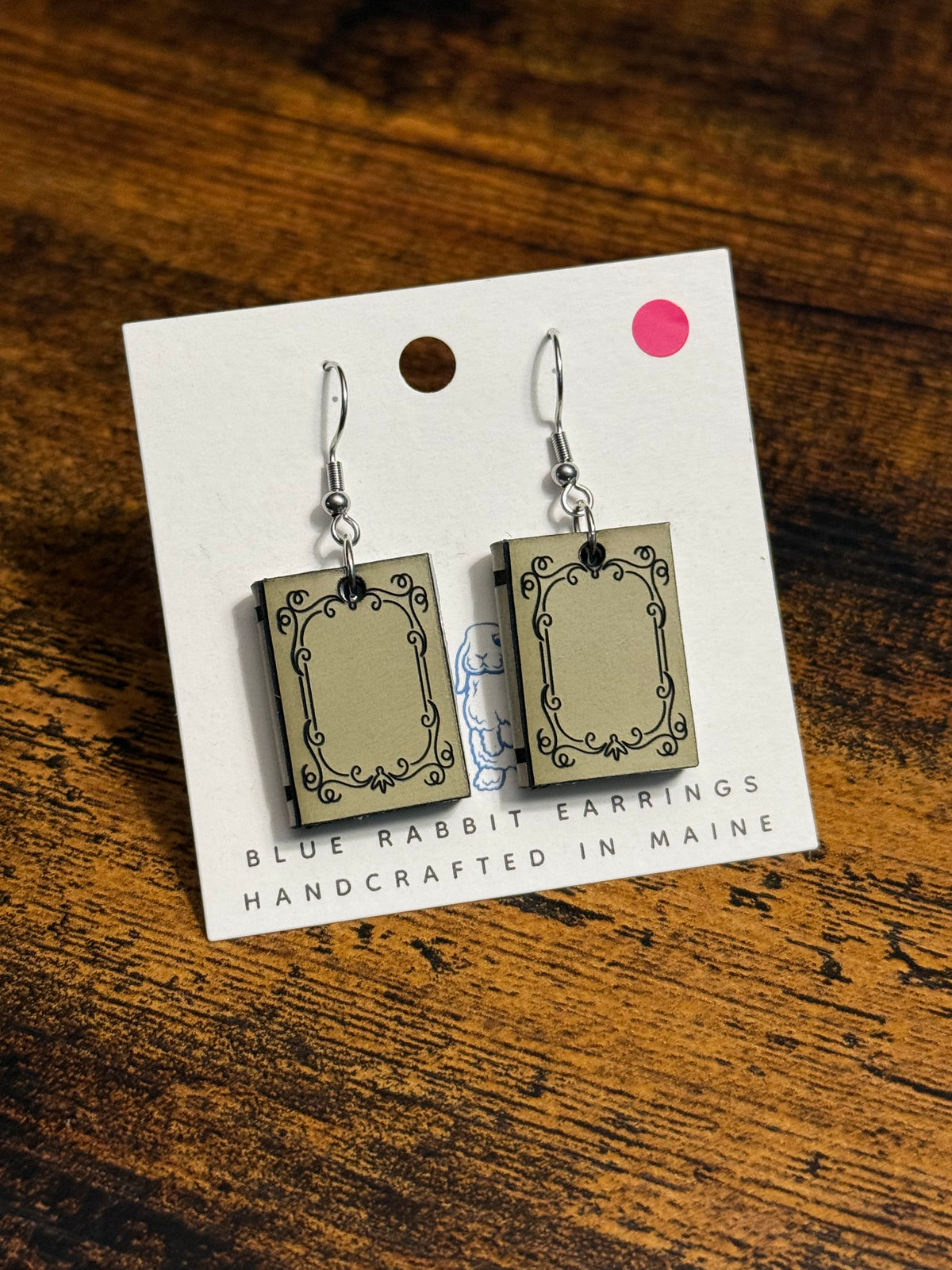 Sage Leather Book Earrings