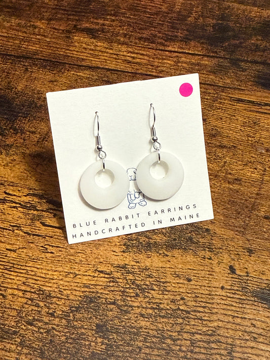 White Sea Glass Earrings