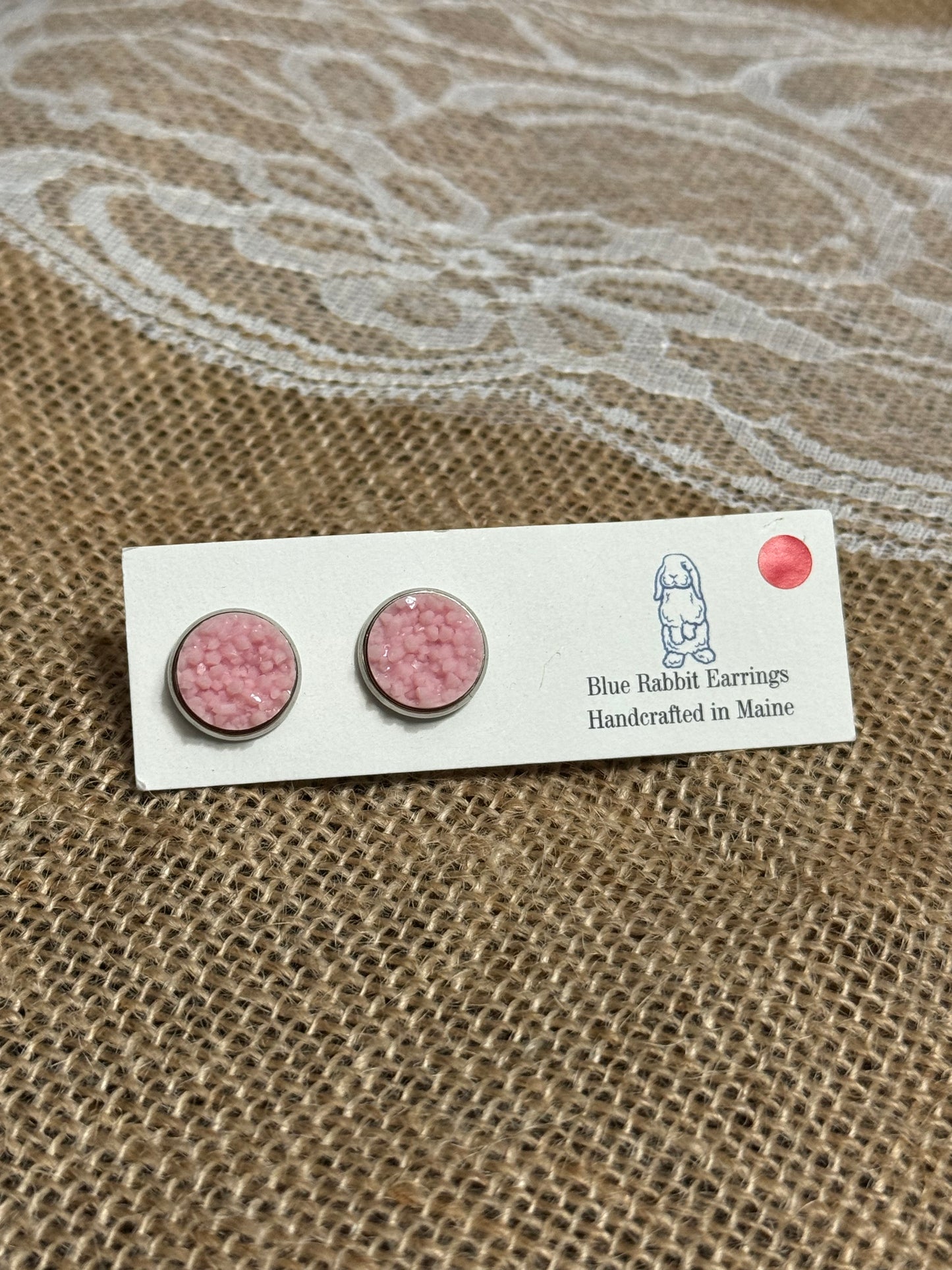 Lite Pink Druzy Studs 12mm