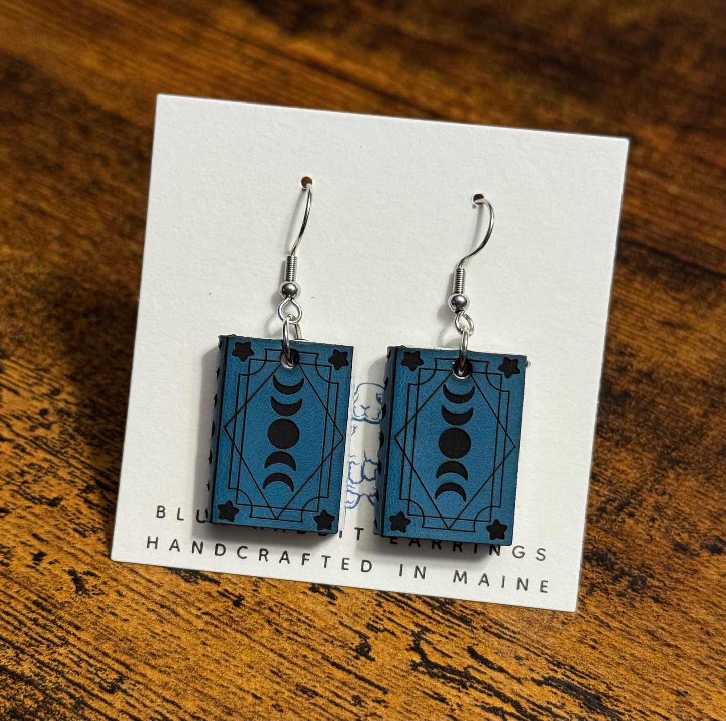 Blue Celestial Book Earrings