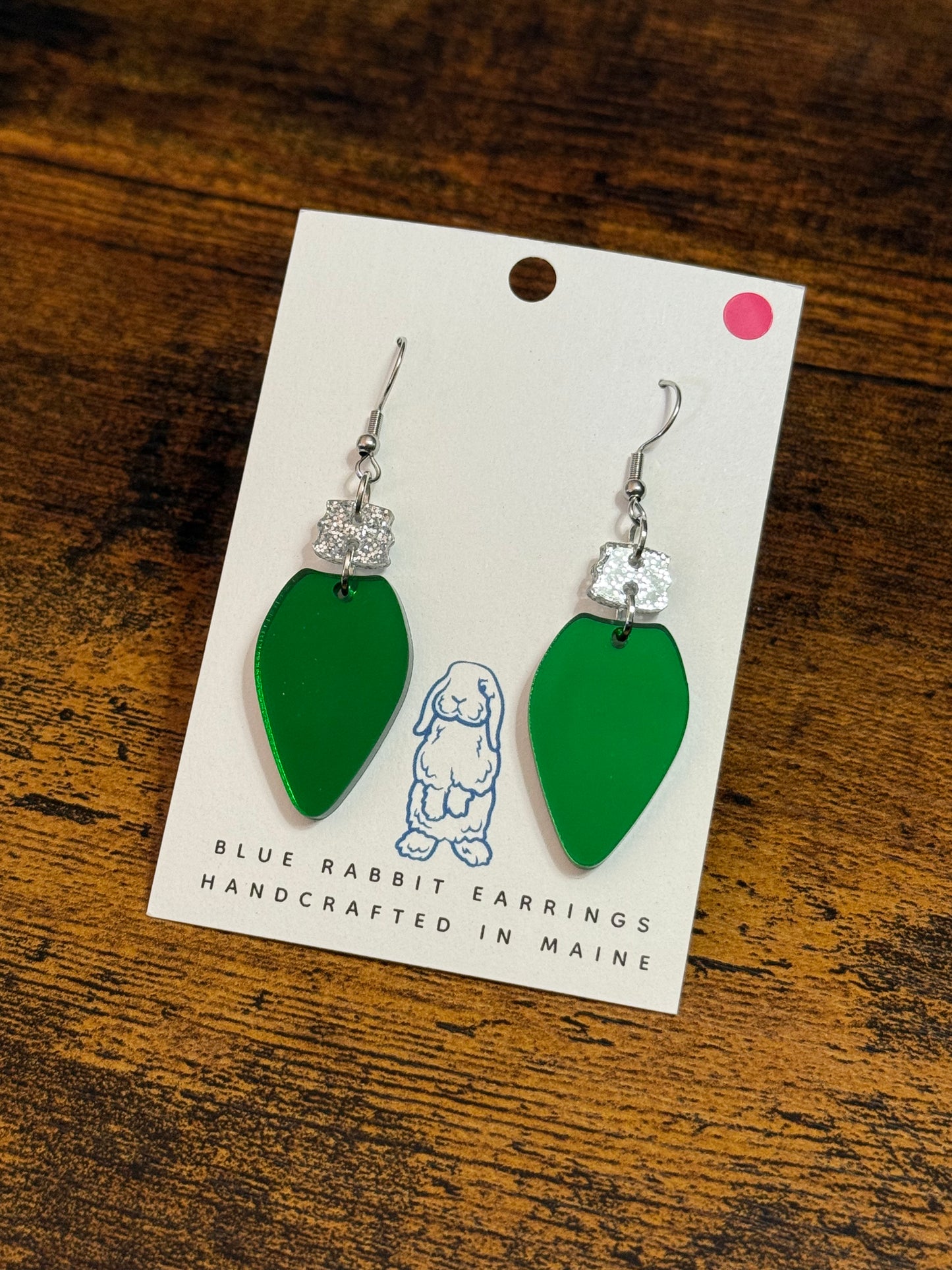 Mirrored Green Acrylic Light Earrings