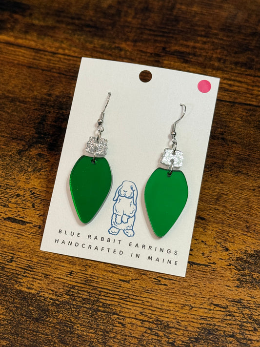 Mirrored Green Acrylic Light Earrings