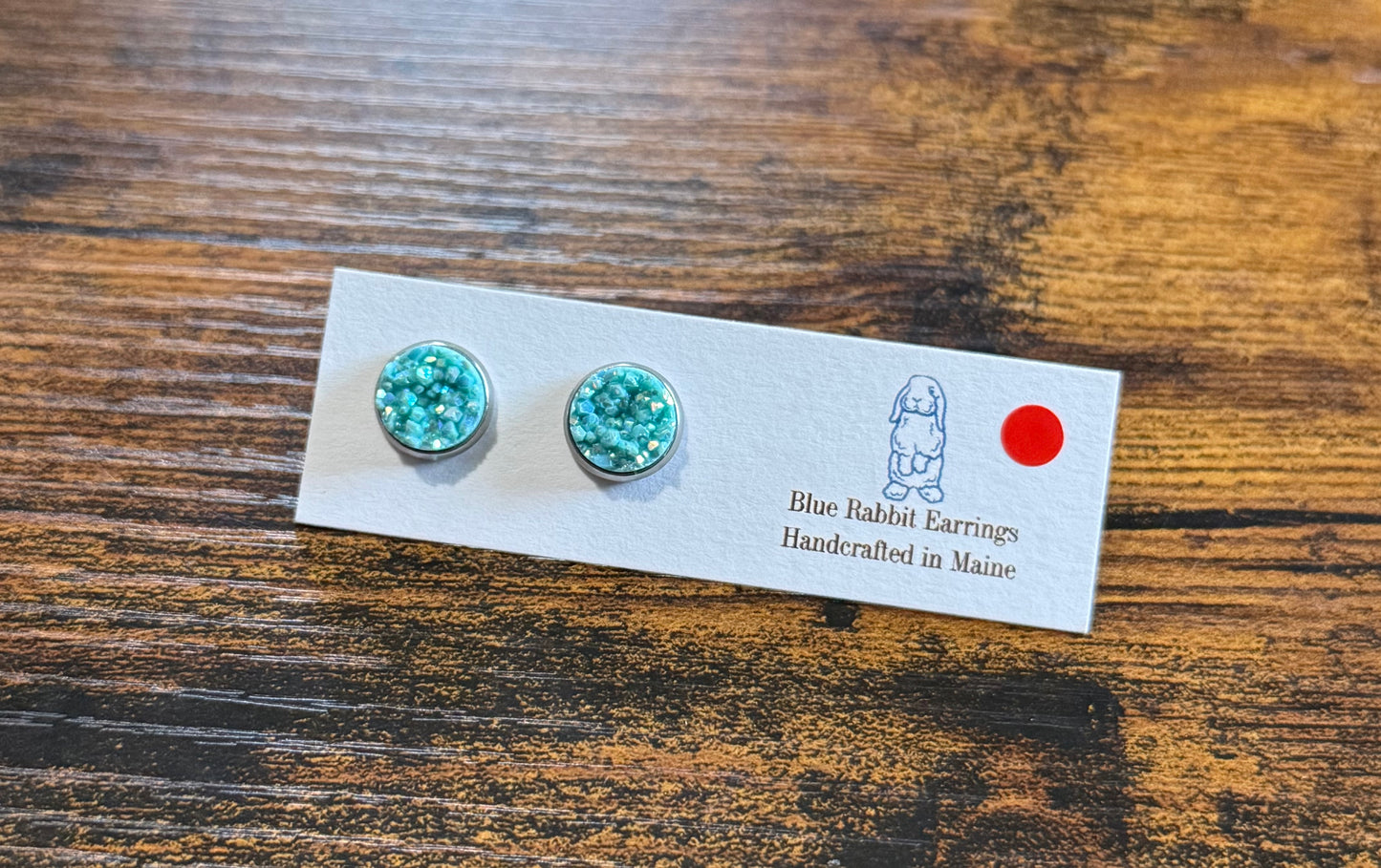 Robins Egg Blue Druzy Studs 10mm