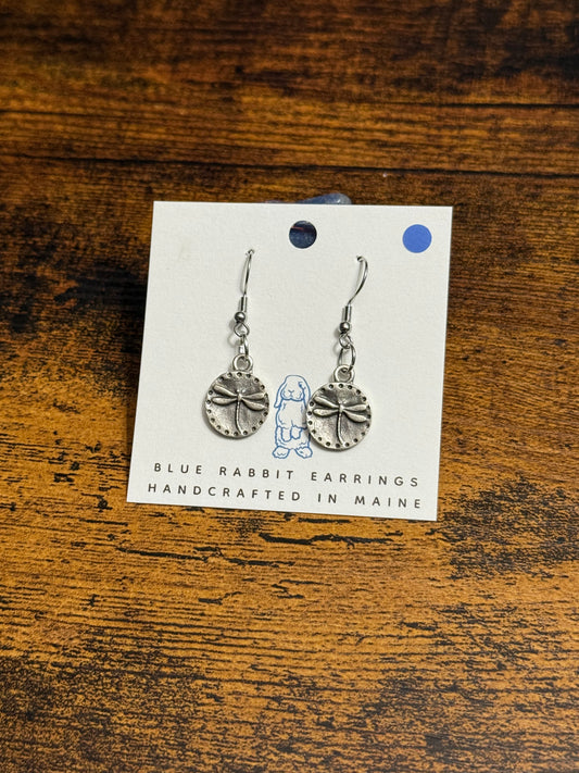 Antique Silver Dragonfly Earrings-Petite