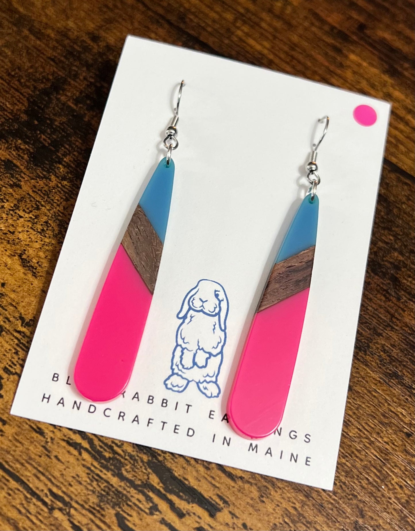 Acrylic Pink & Blue Teardrop Earrings