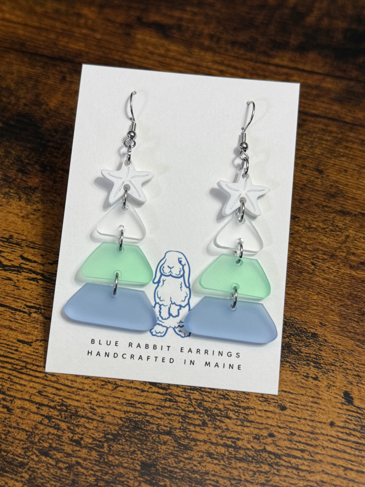 Acrylic Coastal Christmas Tree Earrings