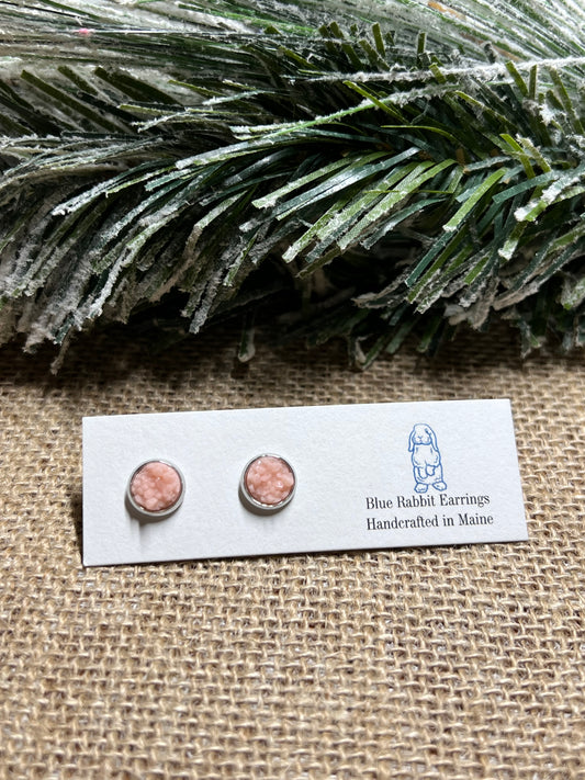 Peach Druzy Studs 8mm