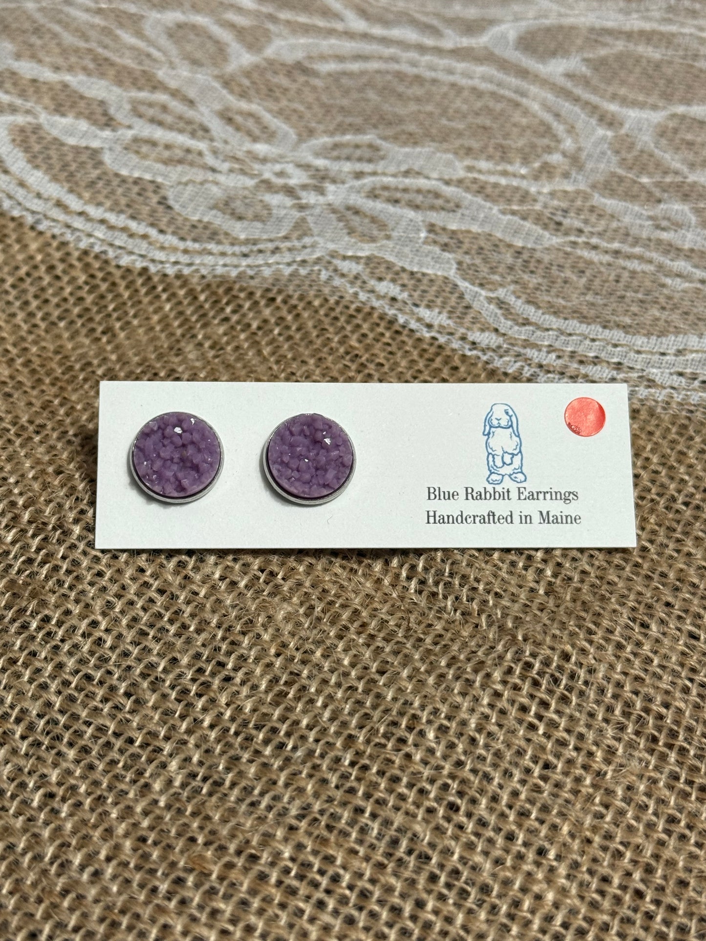 Lilac Druzy Studs 12mm