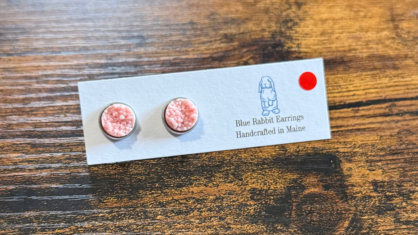 Pink Druzy Studs 10mm