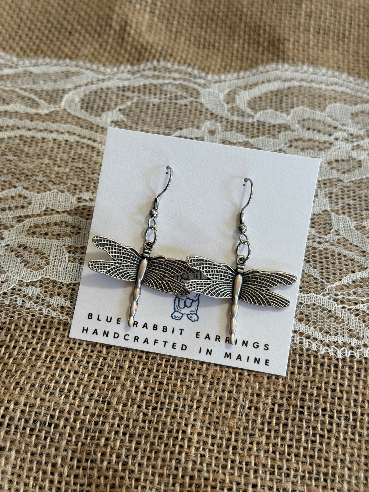 Antique Silver Dragonfly Earrings