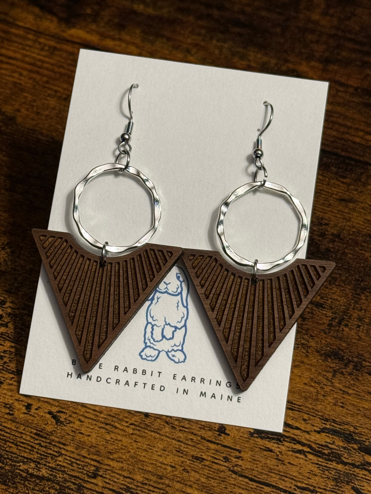 Walnut Triangle Earrings