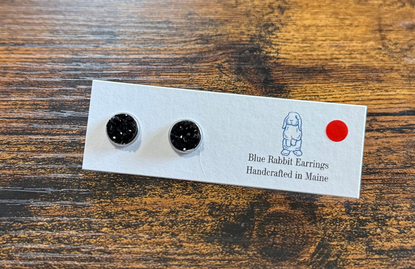 Black Druzy Studs 8mm