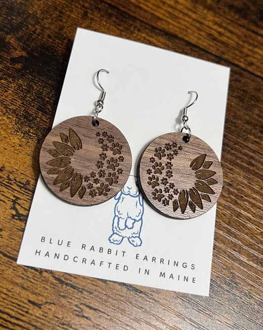 Walnut Paw Print Earrings