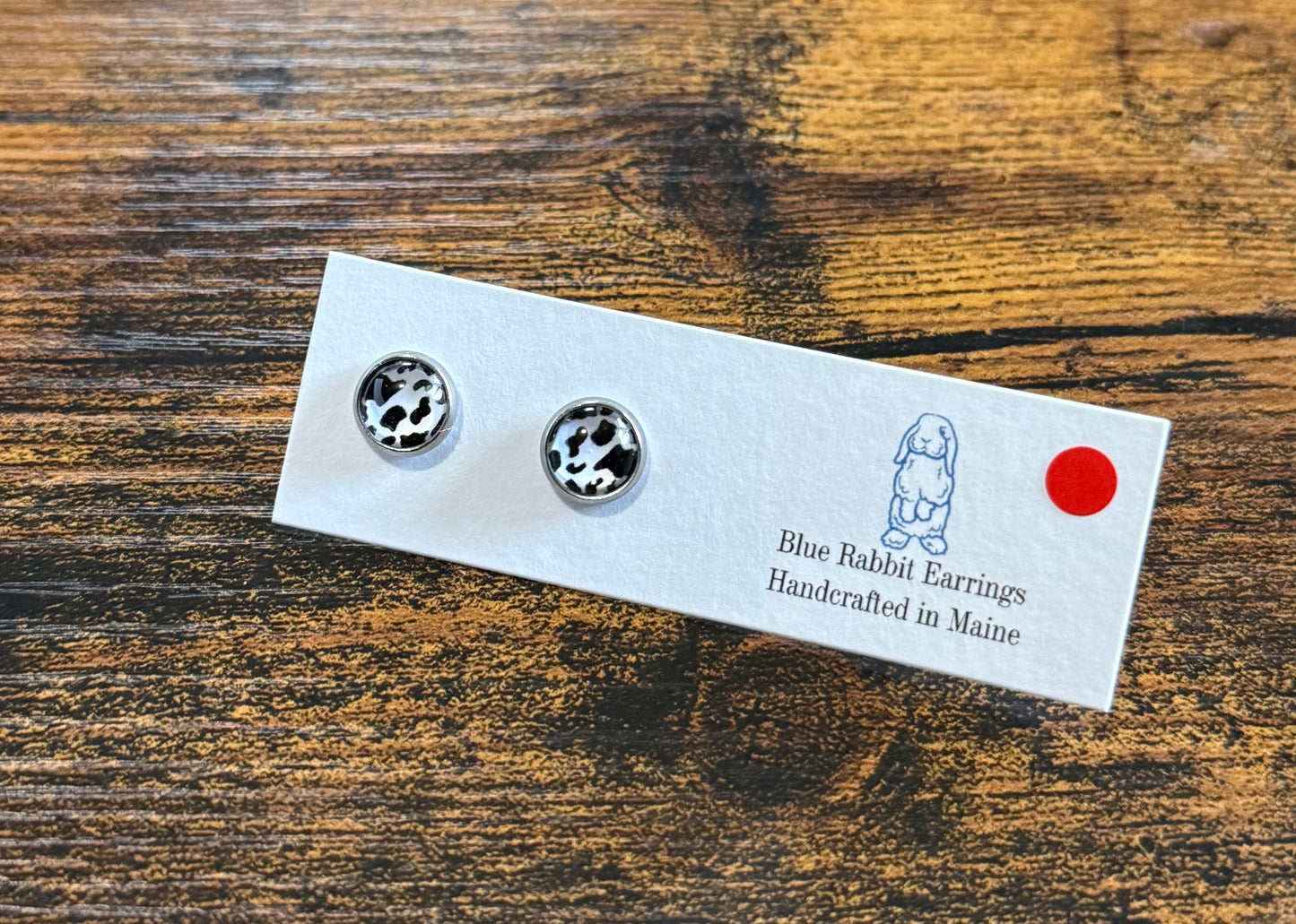 Cow Print Studs 8mm