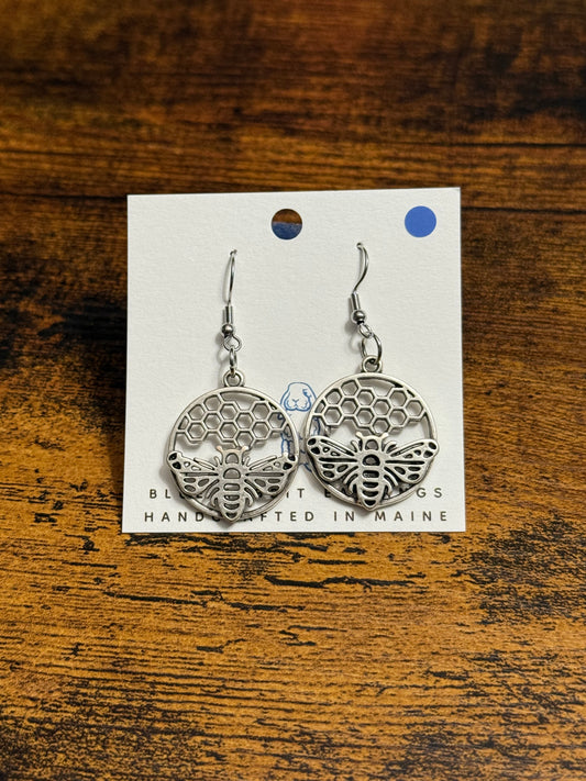 Antique Silver Bee Earrings