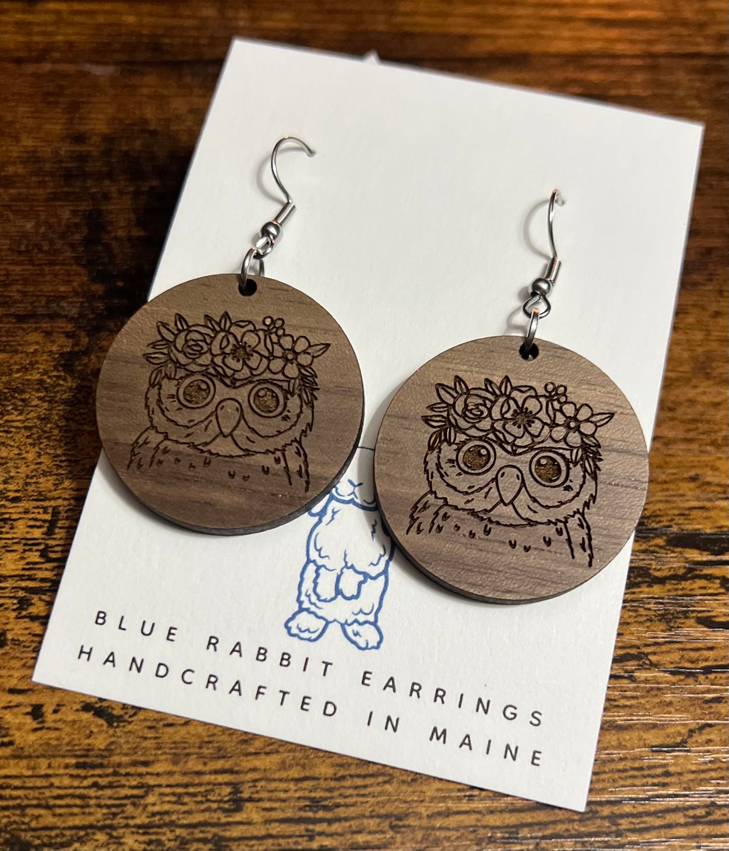 Walnut Owl Earrings