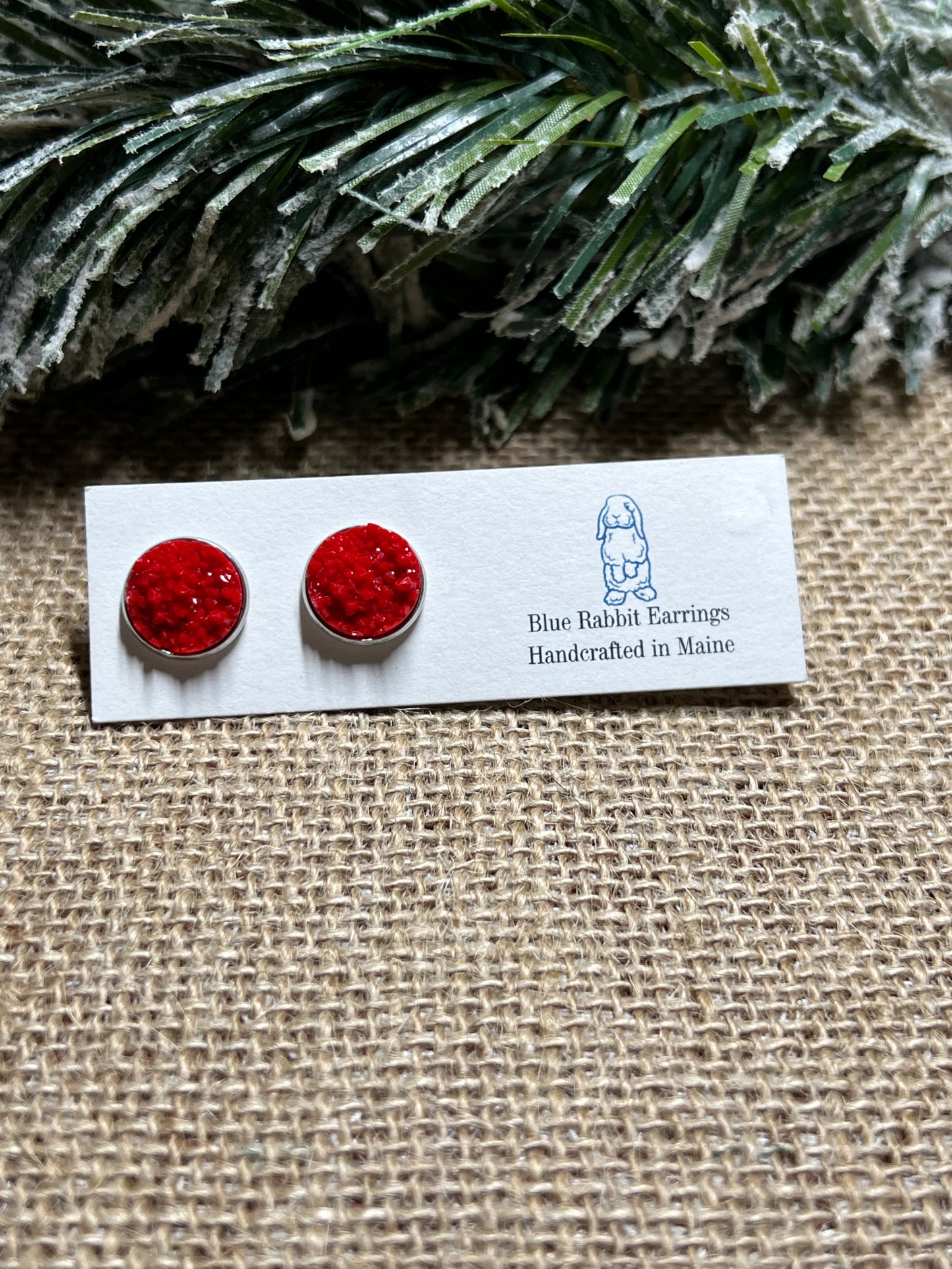 Red Druzy Studs 12mm