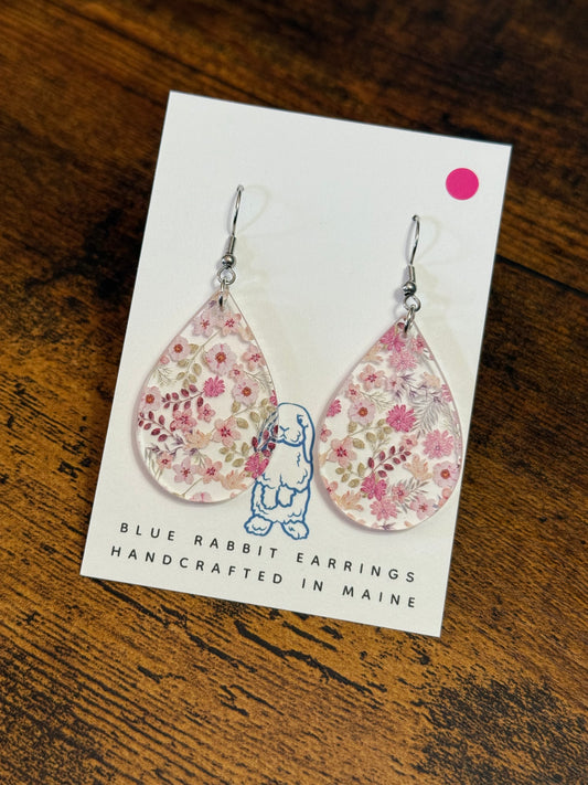 Acrylic Pink Floral Earrings