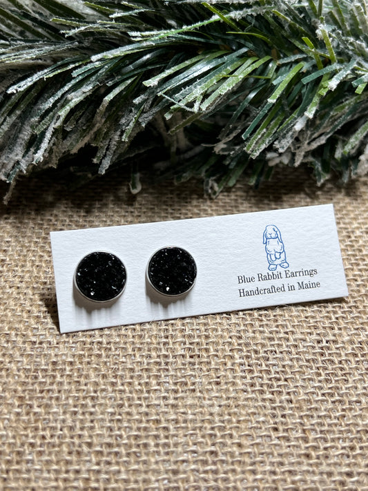 Black Druzy Studs 12mm