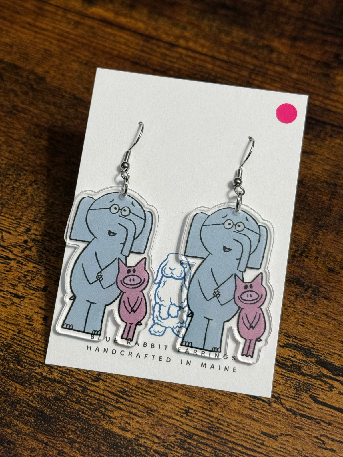 Acrylic Piggie & Elephant Earrings