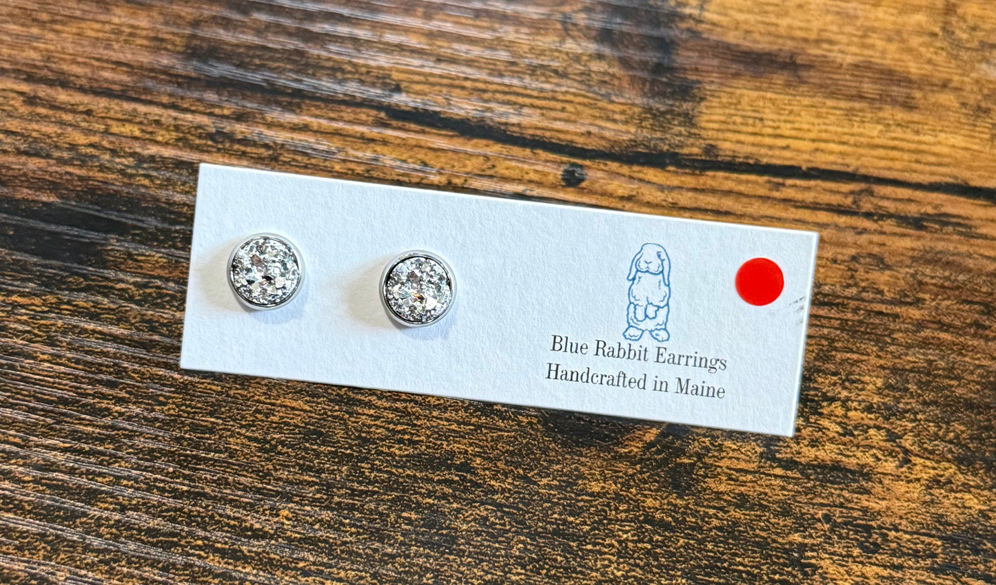 Silver Druzy Studs 8mm