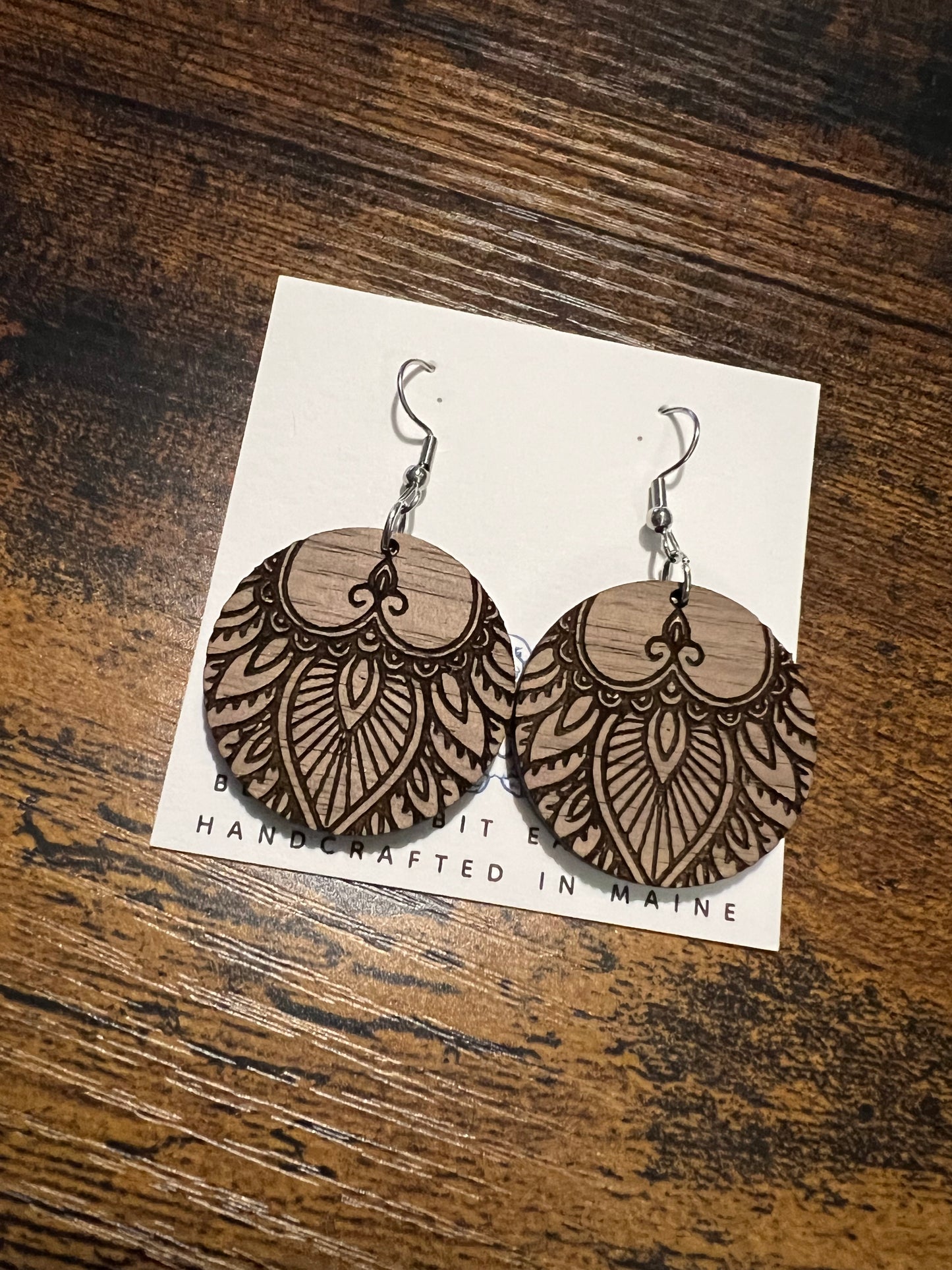 Walnut Mandala Earrings