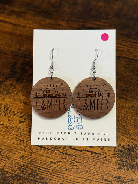 Walnut Happy Camper Earrings