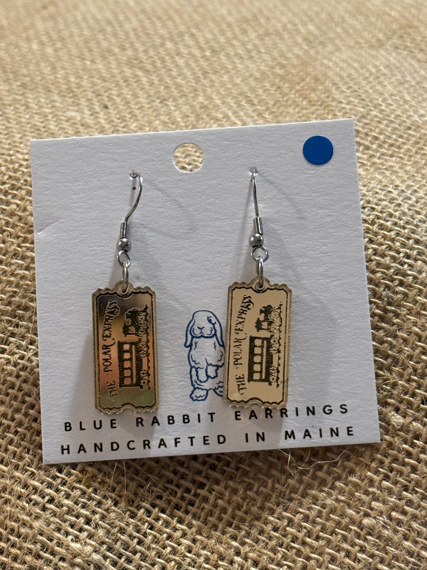 Acrylic Polar Express Ticket Earrings