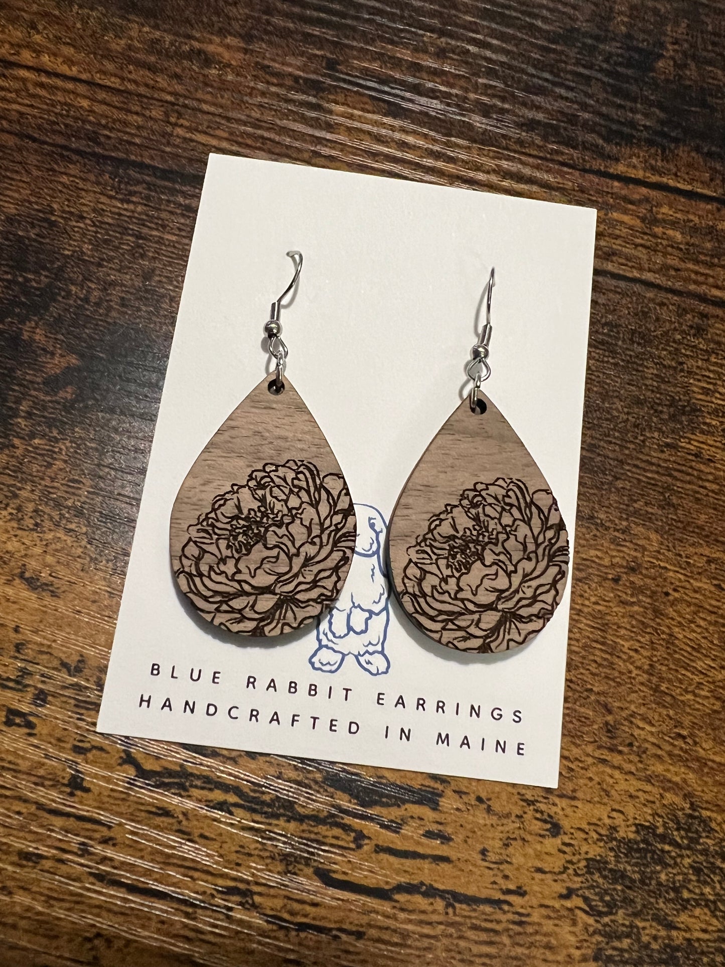 Walnut Peony Earrings